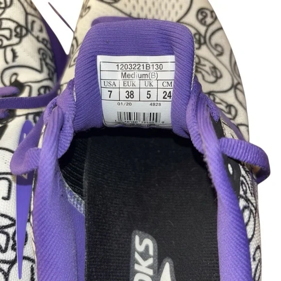 Brooks Launch 7 UNITY Women’s Running Shoes | Purple & Black Faces Print Size 7 - Picture 6 of 6